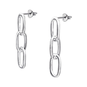 
                  
                    Sterling Silver Oval Link Dangle Earrings - Paperclip Chain Design
                  
                