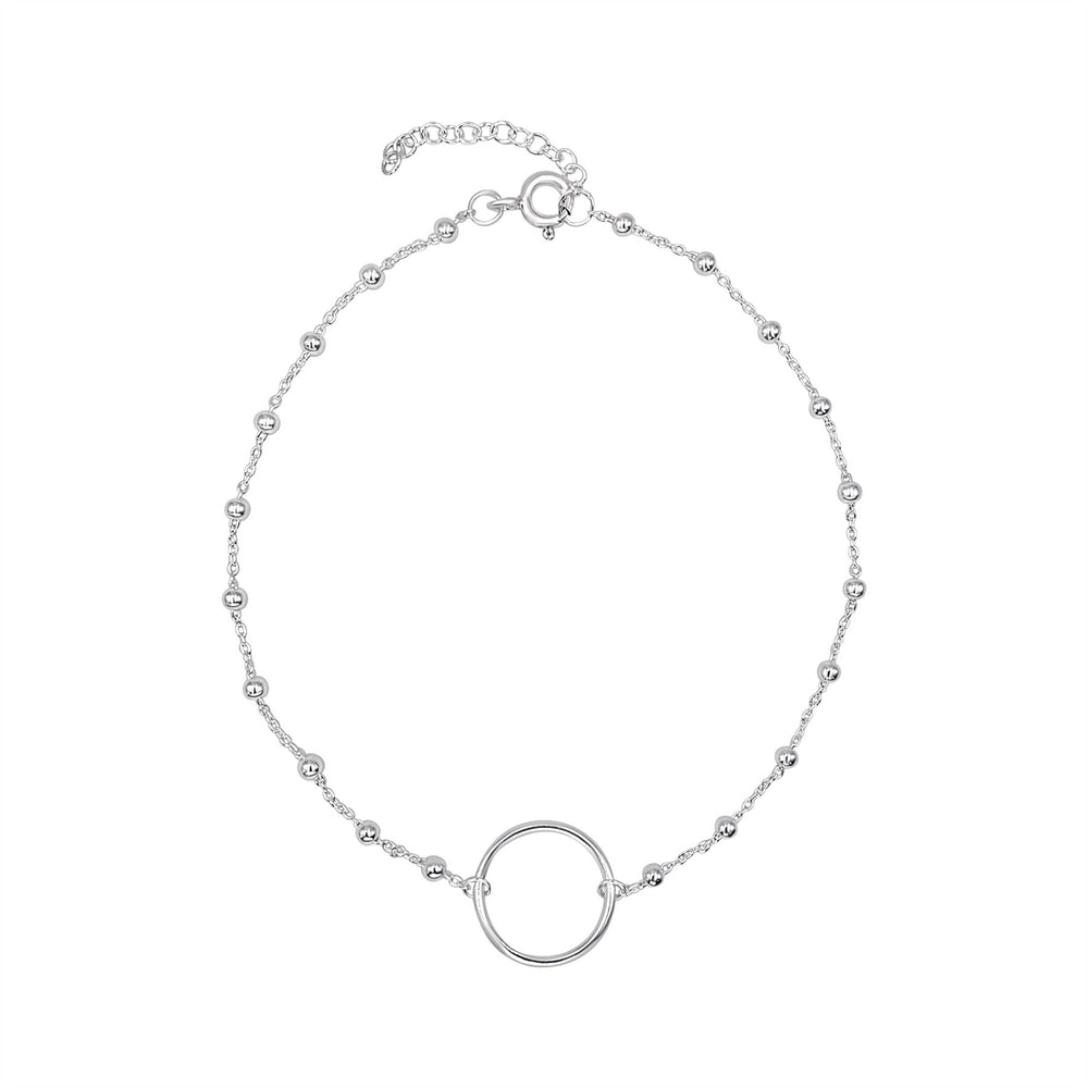 Sterling Silver Open Circle Bracelet - Geometric Satellite Chain