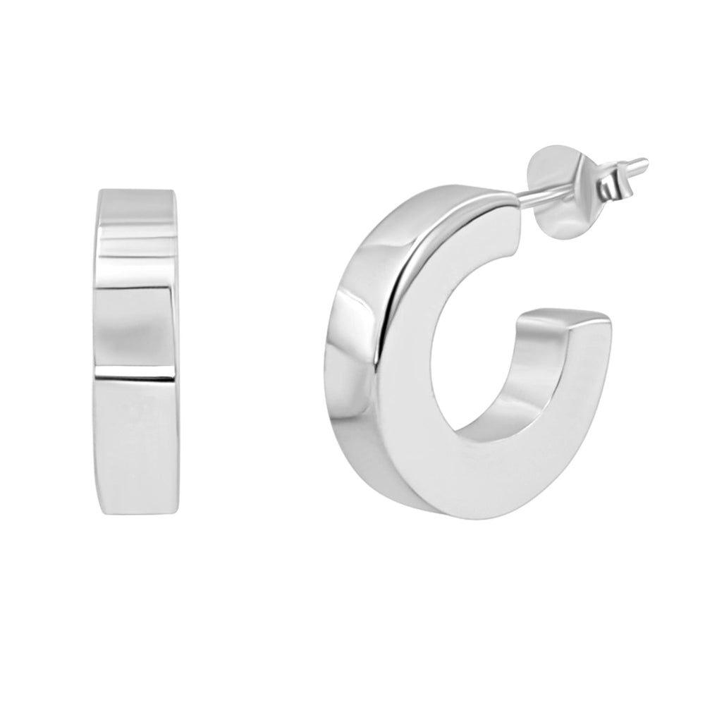 Sterling Silver Chunky Hoop Earrings - 15mm Square Tube Huggies