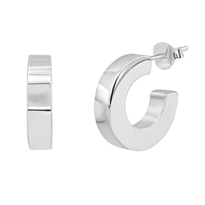 
                  
                    Sterling Silver Chunky Hoop Earrings - 15mm Square Tube Huggies
                  
                