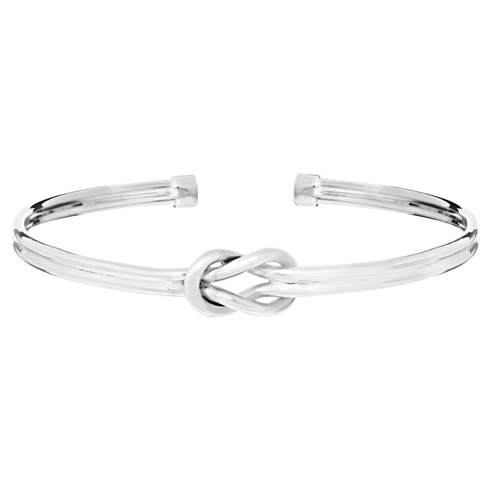 Sterling Silver Love Knot Double Band Adjustable Bangle