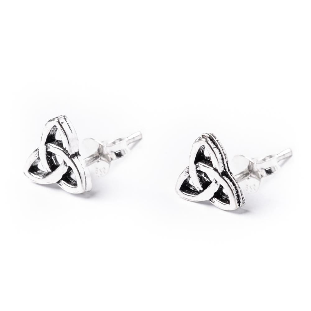 Sterling Silver Triangle Studs Open Celtic Trinity Knot Stud Earrings