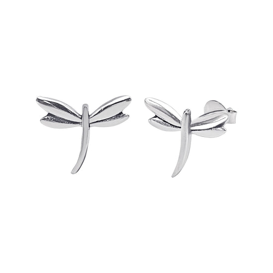 Sterling Silver Dragonfly Stud Earrings - Nature-Inspired Design