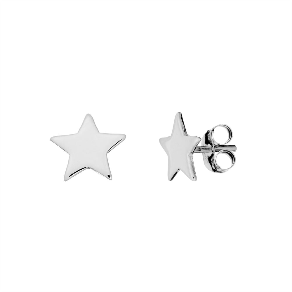 Sterling Silver Flat Star Stud Earrings