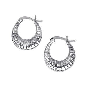 
                  
                    Sterling Silver Chunky Croissant Hoop Earrings - 20mm Tapered Ribbed
                  
                