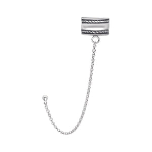 
                  
                    Sterling Silver Barrel Ear Cuff With Chain Connected Stud Earring
                  
                