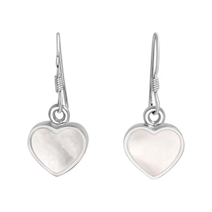 
                  
                    Sterling Silver Mother of Pearl Heart Dangle Earrings - French Hook
                  
                