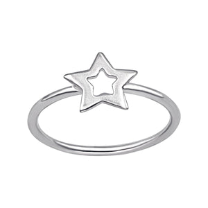 
                  
                    Sterling Silver Open Star Ring - Minimalist Celestial Thin Band
                  
                