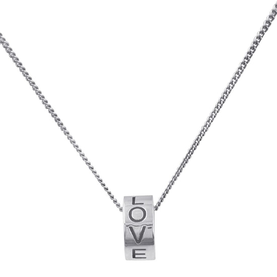 Sterling Silver Cylinder Love Rolling Barrel Necklace Charm Bead Pendant