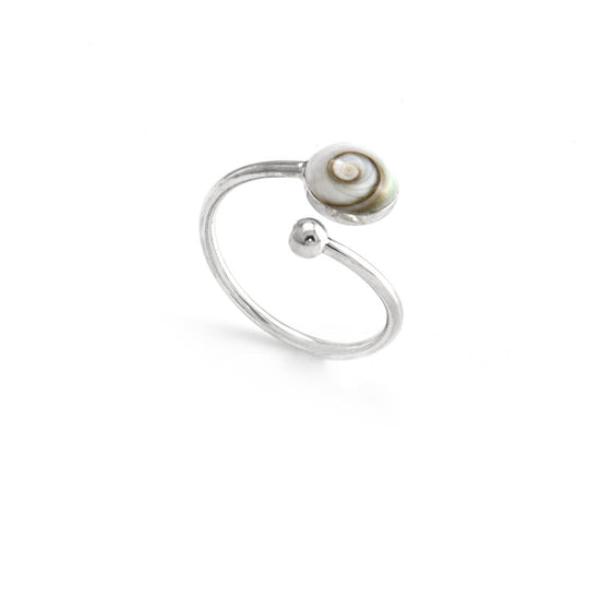 Sterling Silver Shiva Eye Adjustable Ring - Wraparound Thin Band