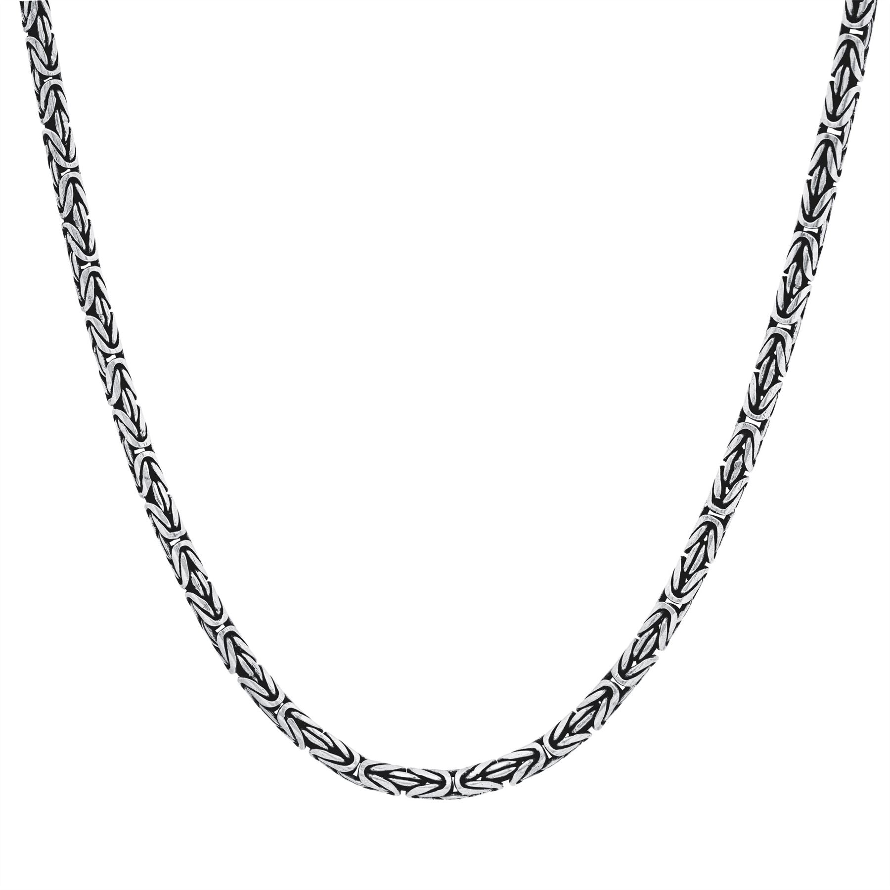 Sterling Thick Chunky Byzantine Necklace Heavy Bali Style Chain 4mm