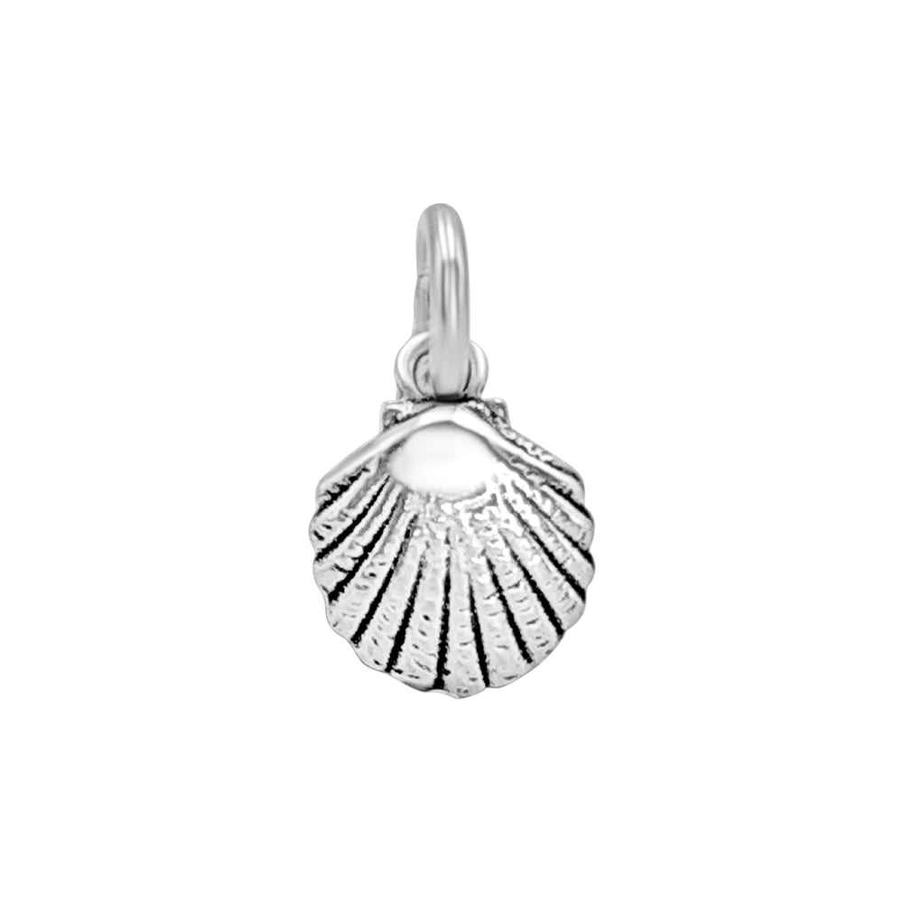 Sterling Silver Scallop Seashell Charm - Small Nautical Pendant