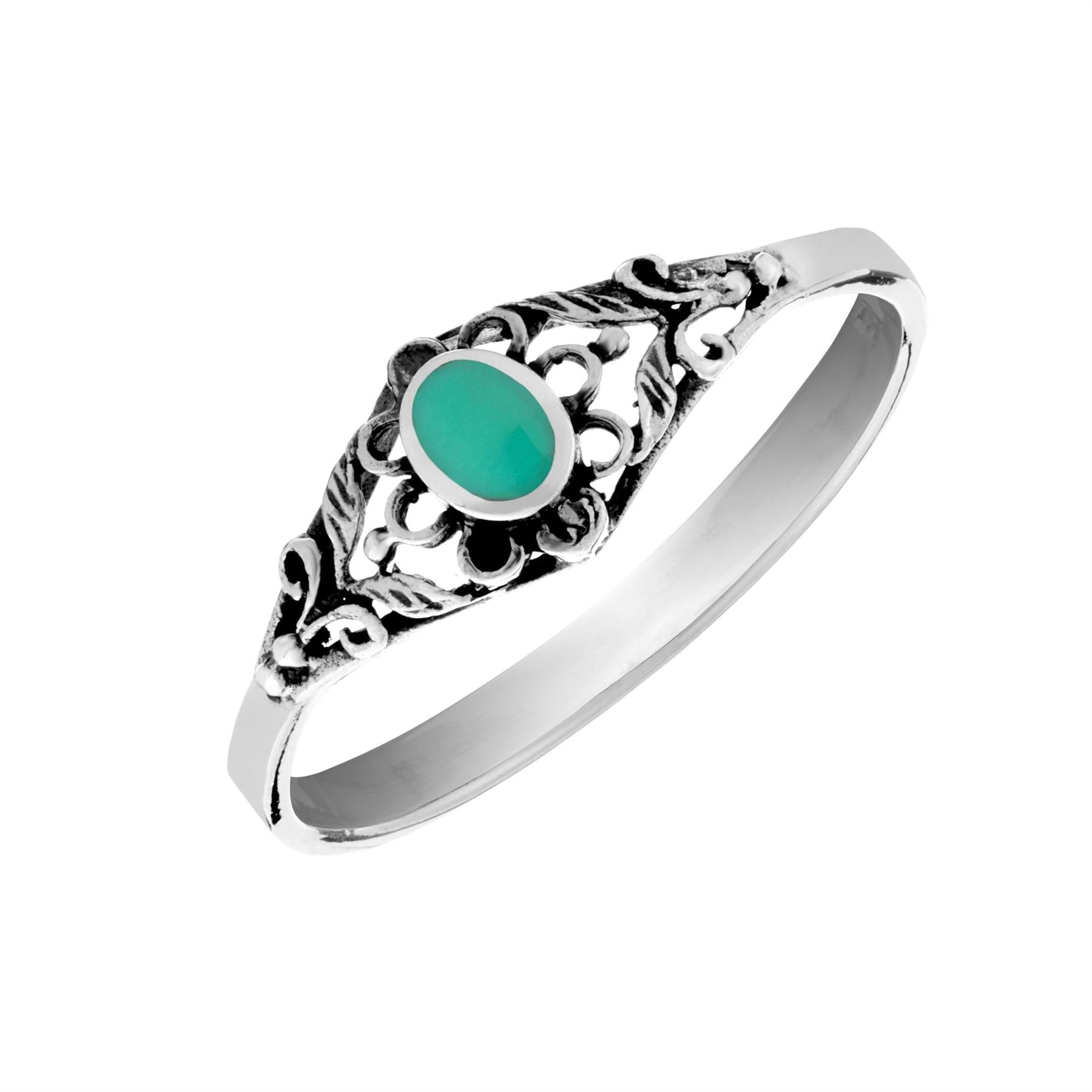 Sterling Silver Oval Floral Filigree Ring Vintage Style Band