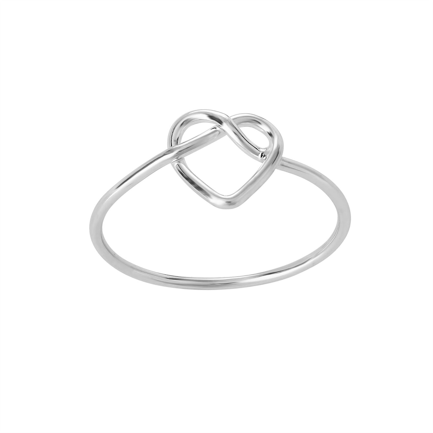 
                  
                    Sterling Silver Heart Love Knot Thin Band Ring
                  
                