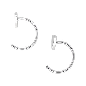 
                  
                    Sterling Silver Open Heart Pull-Through Hoop Earrings - Half Hoops
                  
                