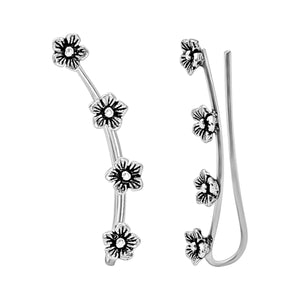 
                  
                    Sterling Silver Forget Me Not Flower Climber Earrings
                  
                