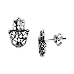 
                  
                    Sterling Silver Filigree Hamsa & Fatima Hand Stud Earrings
                  
                