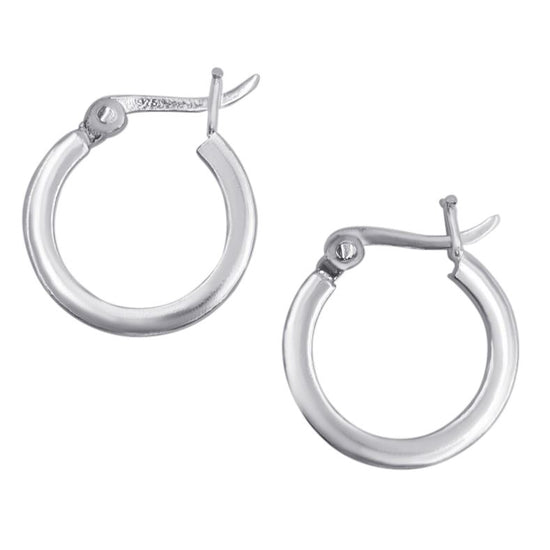 Sterling Silver Small Chunky Hoops Simple Square Tube Hoop Earrings