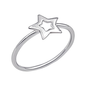 
                  
                    Sterling Silver Open Star Ring - Minimalist Celestial Thin Band
                  
                