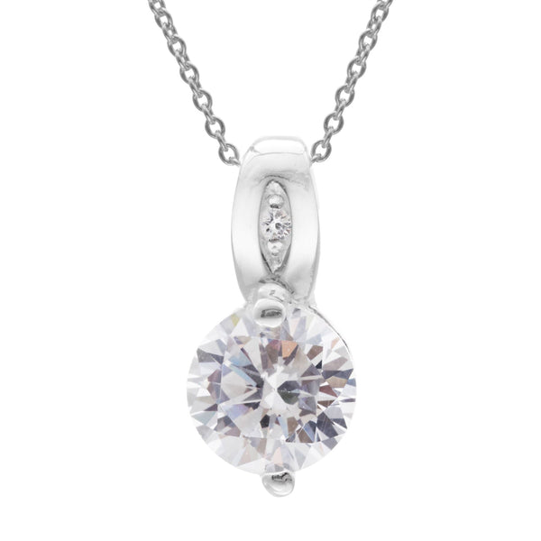 Alurelle Sterling Silver CZ Diamond Pendant Necklace - Dainty 925 Silver Choker For Women - View #5