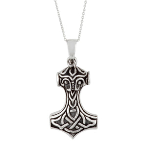 
                  
                    Sterling Silver Chunky Mjolnir Norse Thor's Hammer Pendant Necklace
                  
                