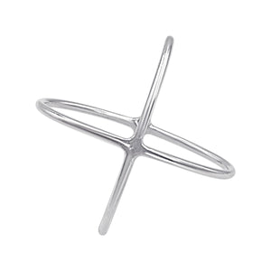 
                  
                    Sterling Silver Wide Criss Cross Ring - Modern Sleek Crossover Design
                  
                