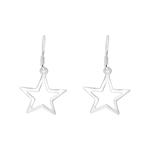 
                  
                    Sterling Silver Open Star Dangle Earrings - Y2K Style Celestial Design
                  
                