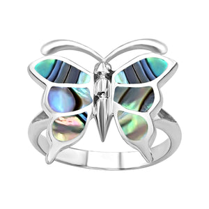 
                  
                    Sterling Silver Abalone Shell Butterfly Ring - Statement Band Design
                  
                