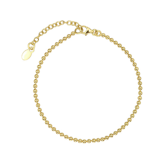 Gold-Plated Sterling Silver Ball Bead Bracelet - Stackable Design