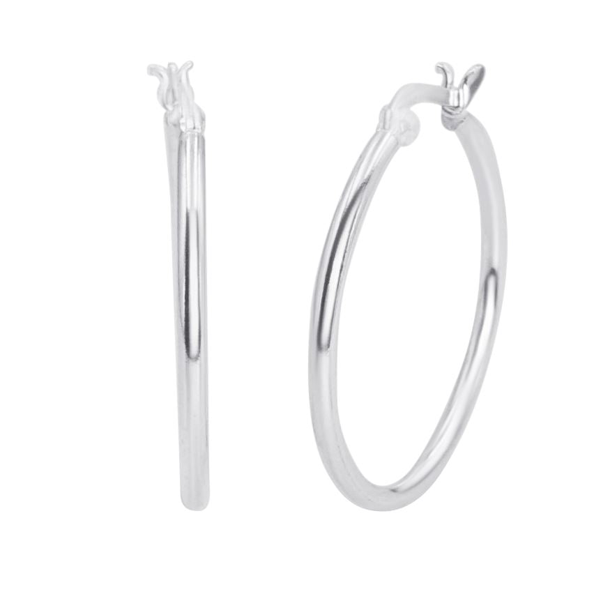 
                  
                    Sterling Silver Medium Round Tube Hoop Earrings Chunky Hoops
                  
                