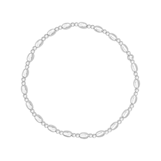 Sterling Silver Ball and Rice Bead Stretch Bracelet for Stacking