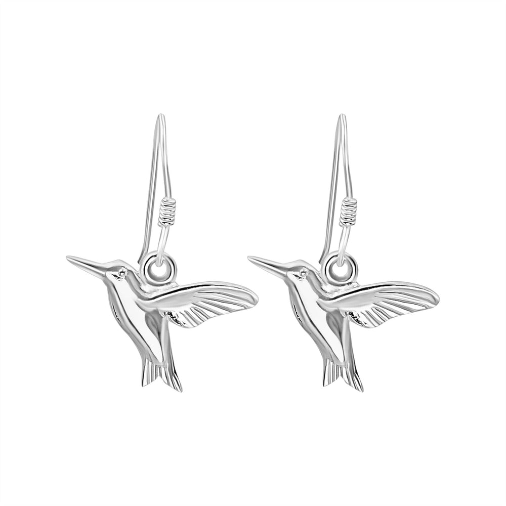 Sterling Silver Hummingbird Dangle Earrings - Intricate Bird Design