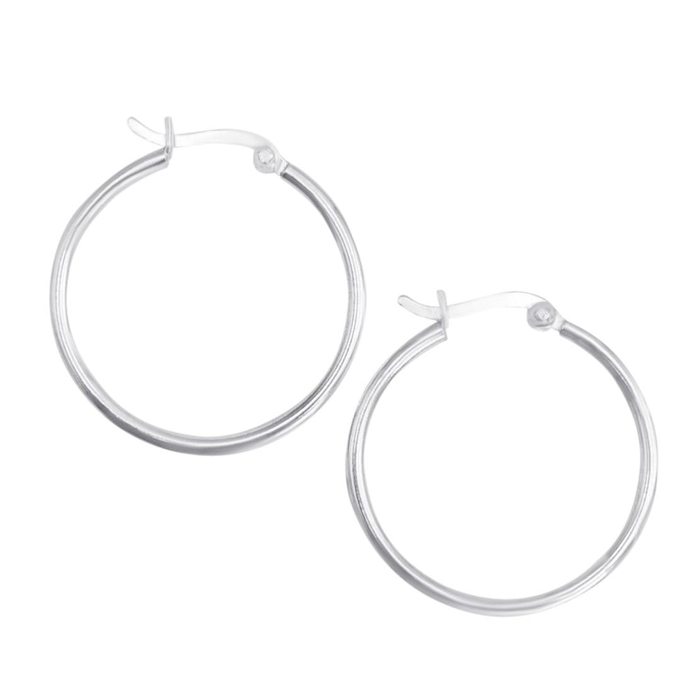 Sterling Silver Medium Round Tube Hoop Earrings Chunky Hoops