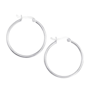 
                  
                    Sterling Silver Medium Round Tube Hoop Earrings Chunky Hoops
                  
                