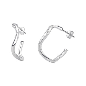 
                  
                    Sterling Silver Ripple Hoop Earrings - 25mm Chunky Square Tube Hoops
                  
                