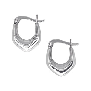 
                  
                    Sterling Silver Pentagonal Hoop Earrings - Chunky Pointed Hoops
                  
                