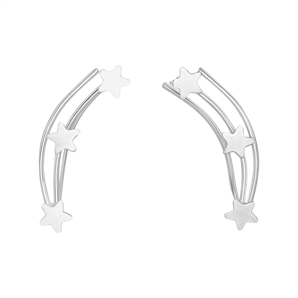 Sterling Silver Triple Star Climber Earrings - Shooting Star Climbers