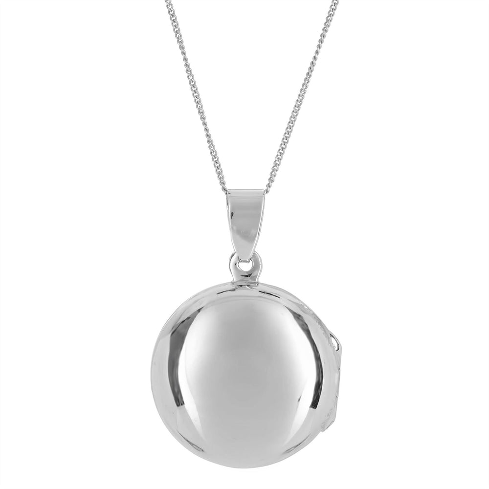 
                  
                    Sterling Silver Cut-Out Pattern Round Locket Pendant Necklace
                  
                