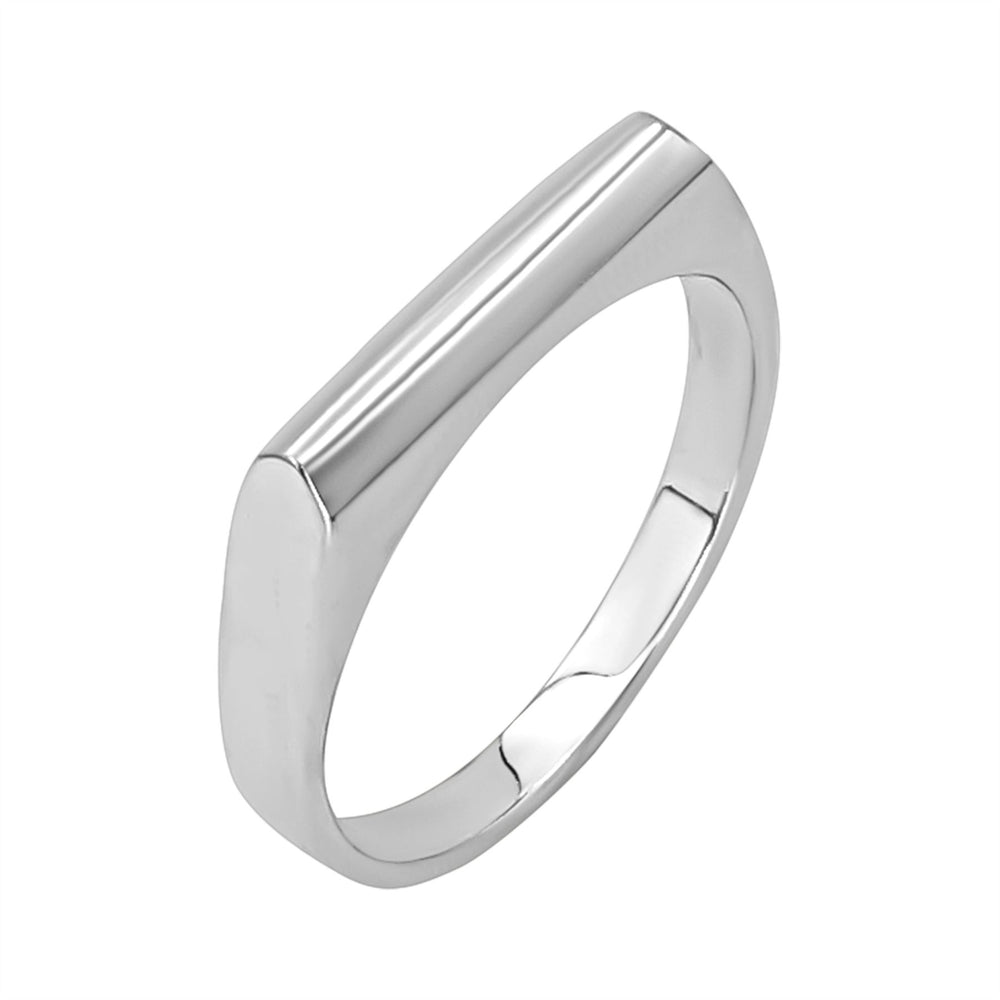 Sterling Silver Flat Top Ring - Minimalist Horizontal Bar Design