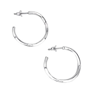 
                  
                    Sterling Silver Ripple Hoop Earrings - 25mm Chunky Square Tube Hoops
                  
                