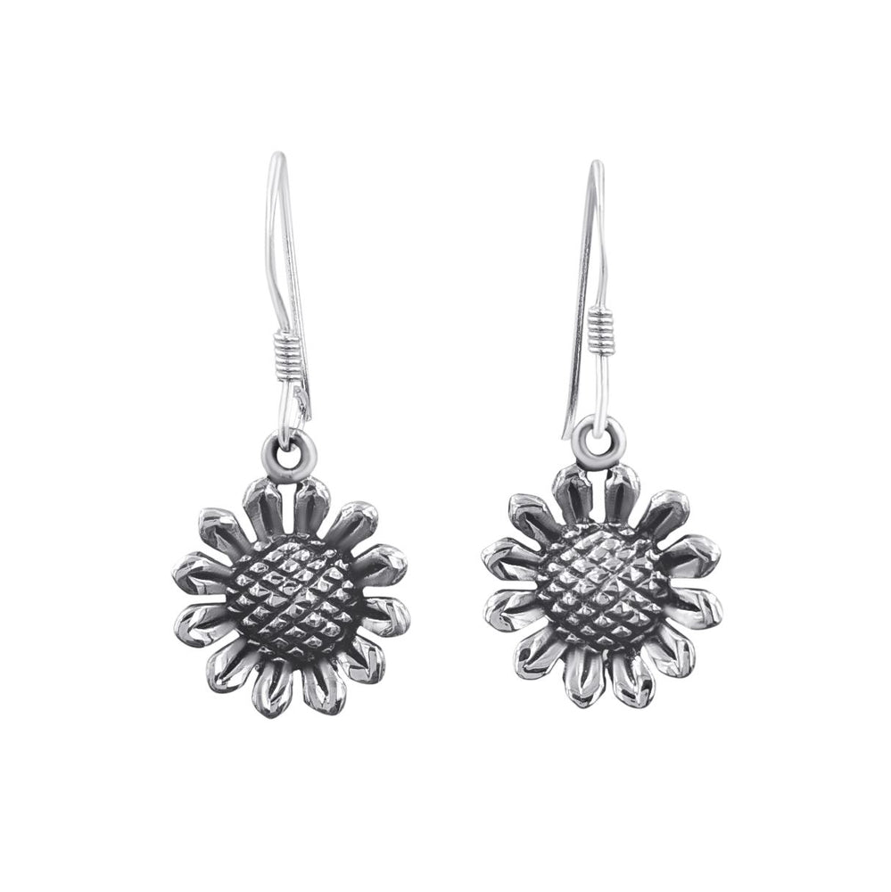 Sterling Silver Daisy Flower Dangle Earrings 90s Playful Jewellery