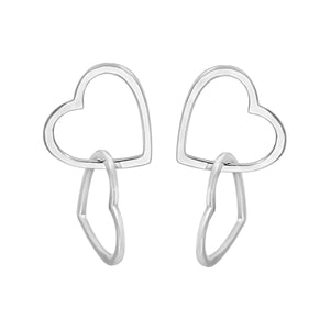 
                  
                    Sterling Silver Interlocking Open Heart Dangle Earrings - Heart Link
                  
                