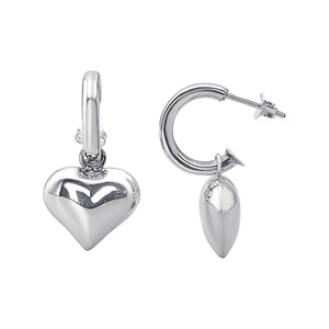 
                  
                    Sterling Silver Large Puffed Heart Hoop Earrings - Round Tube Design
                  
                