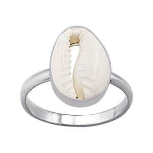 
                  
                    Sterling Silver Cowrie Shell Ring - Beach Style Natural Seashell Band
                  
                