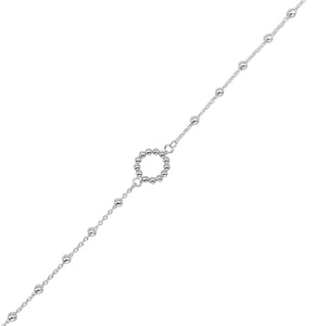 
                  
                    Sterling Silver Open Circle Anklet - Ball & Satellite Chain Design
                  
                