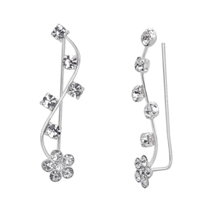 
                  
                    Sterling Silver Flower Vine Climber Earrings - CZ Crystal Cllimbers
                  
                