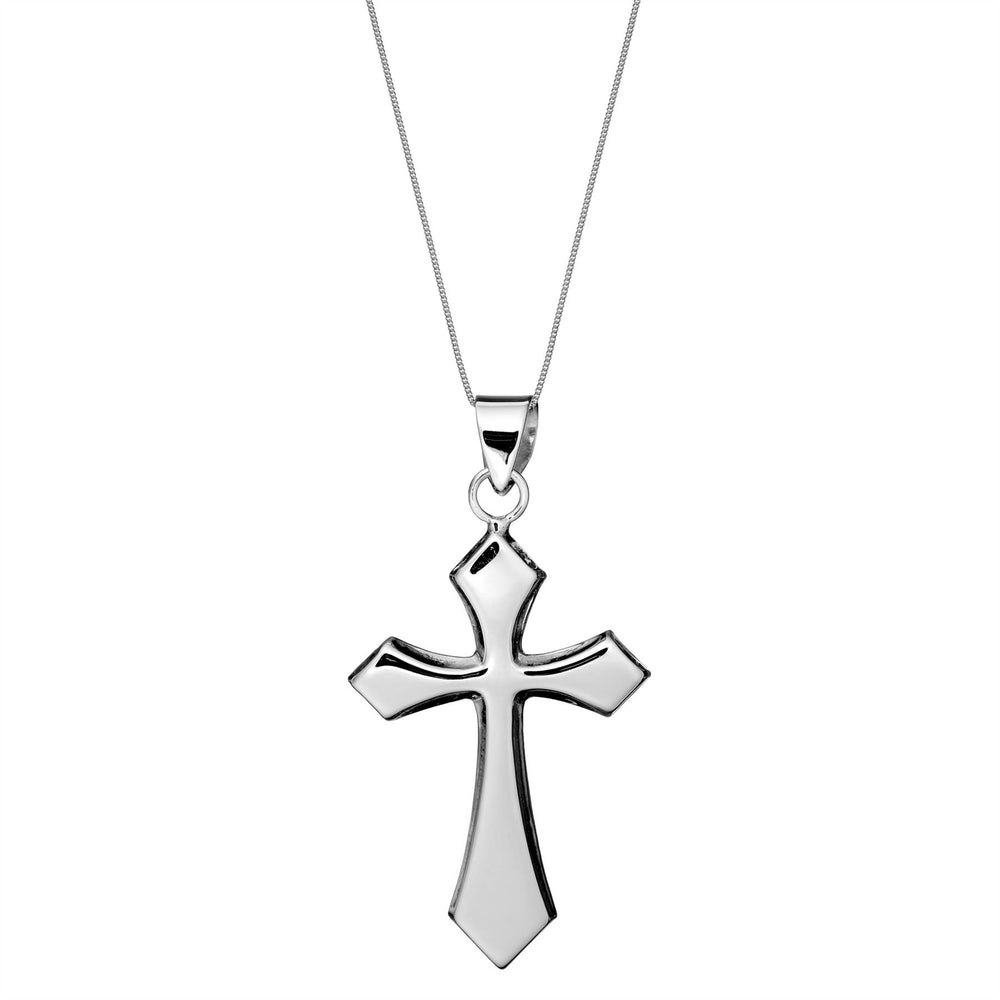 Sterling Silver Large Latin Cross Pendant Necklace