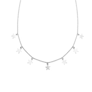 
                  
                    Sterling Silver Dangling Star Necklace - Celestial Cable Chain Design
                  
                