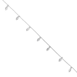 
                  
                    Sterling Silver Cable Chain Anklet - Hanging Leaf Charm Ankle Bracelet
                  
                