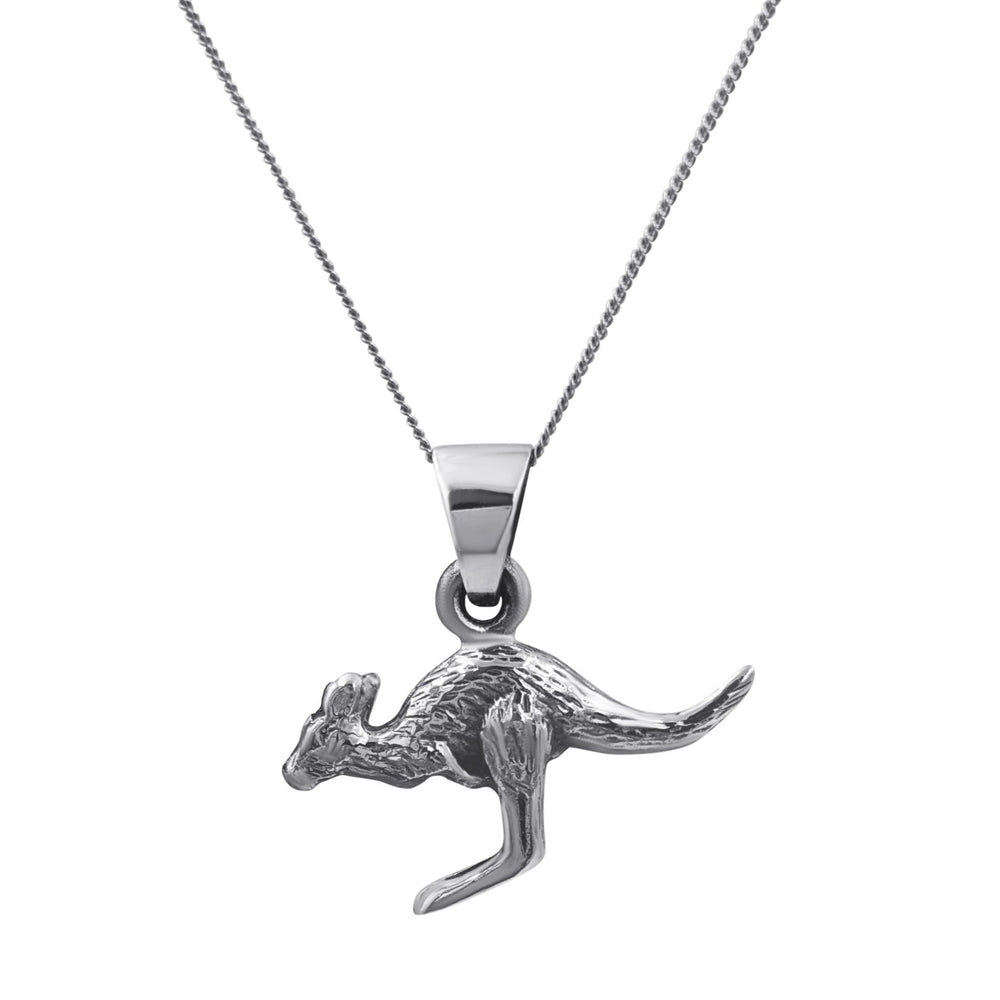 Sterling Silver Kangaroo Pendant Australia Wildlife Necklace